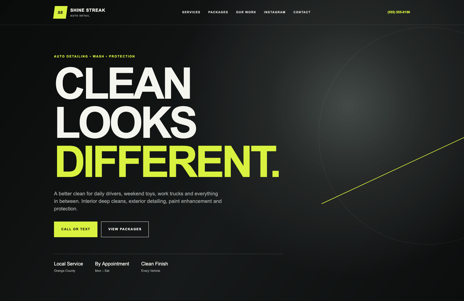 Screenshot of auto detailing website