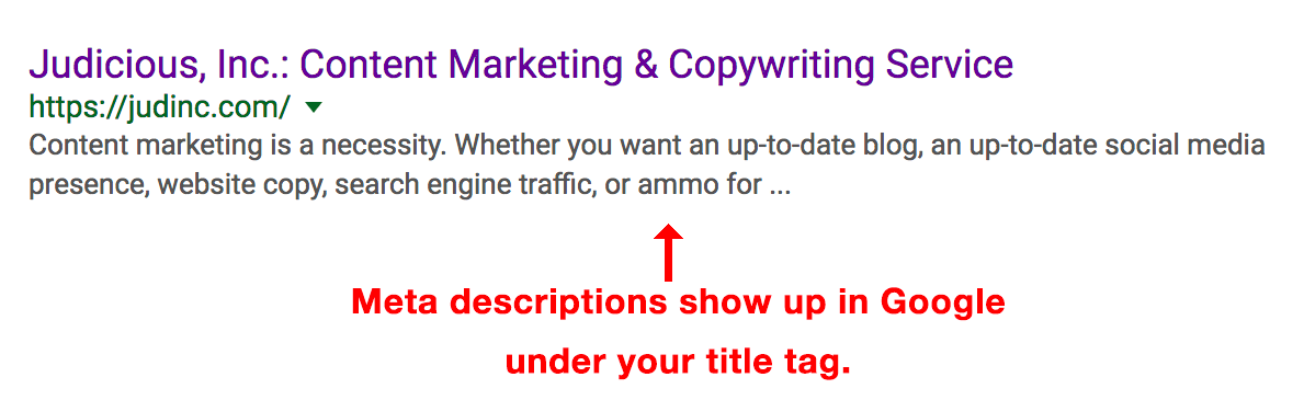 meta descriptions show up in Google