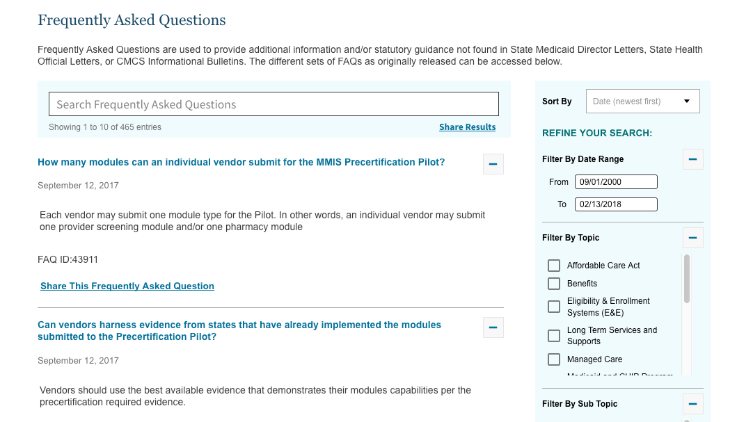 medicaid.gov FAQ Section