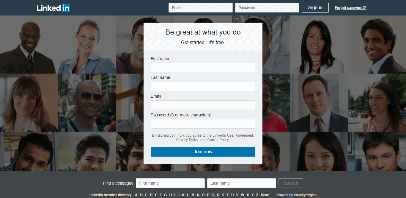 linkedin sign up without