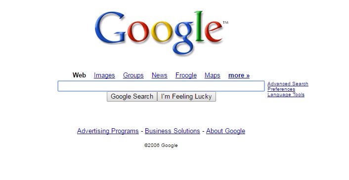 Google Homepage 2006