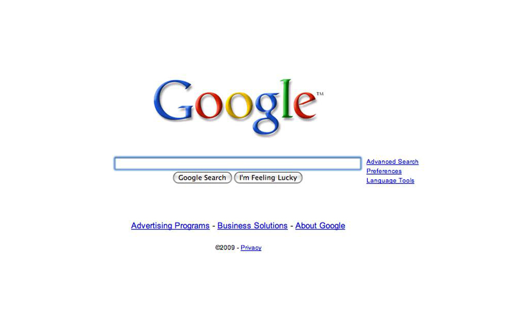 Google Homepage 2009