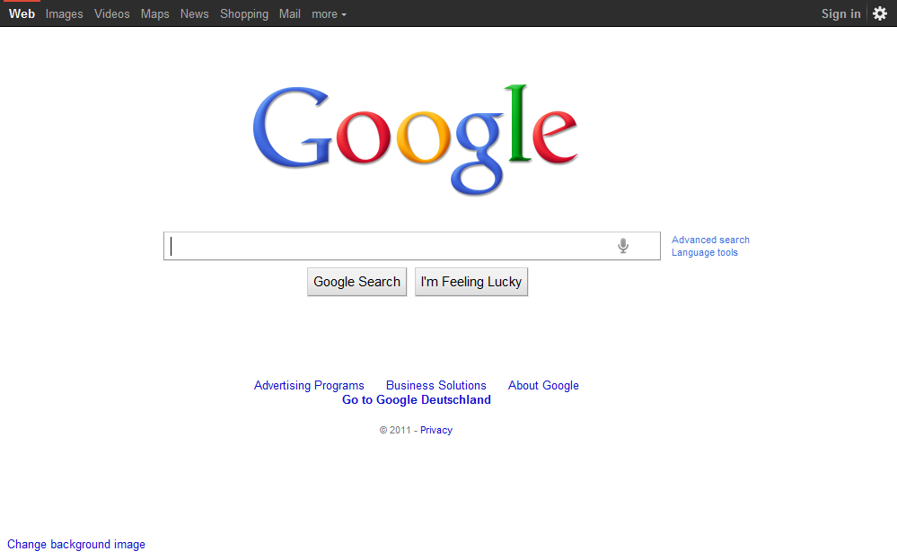 Google Homepage 2011