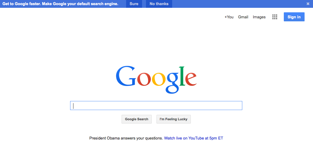 google search engine home page