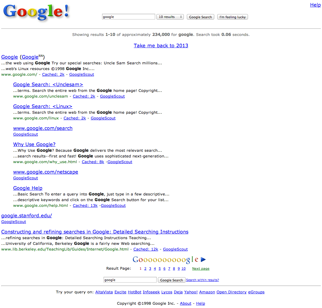 google search results page 1998