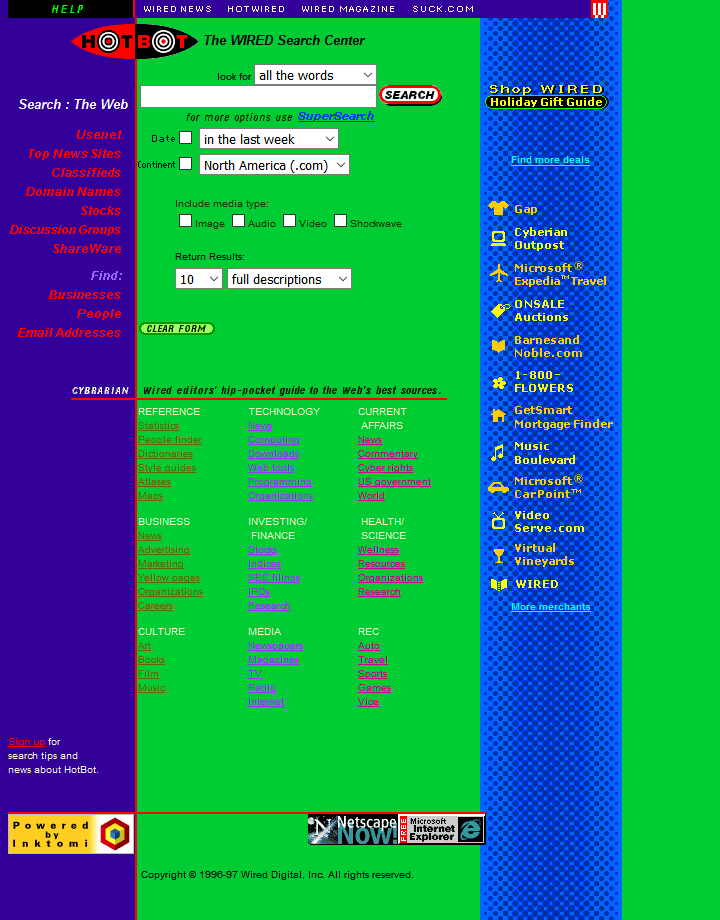 hotbot search engine 1997