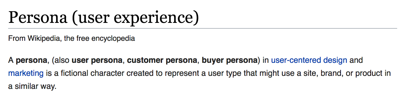 the definition of persona relating to user experience