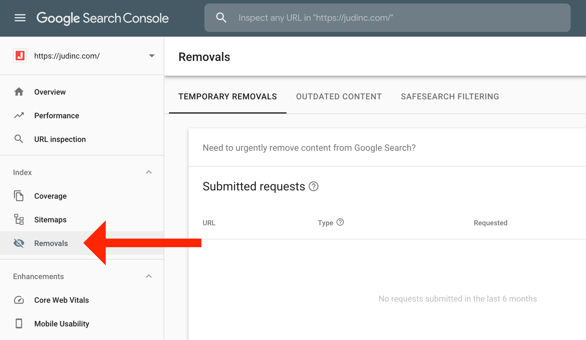 google search console removals