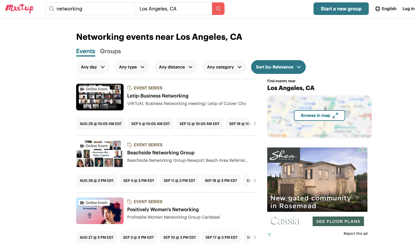 how to find networking groups on meetup