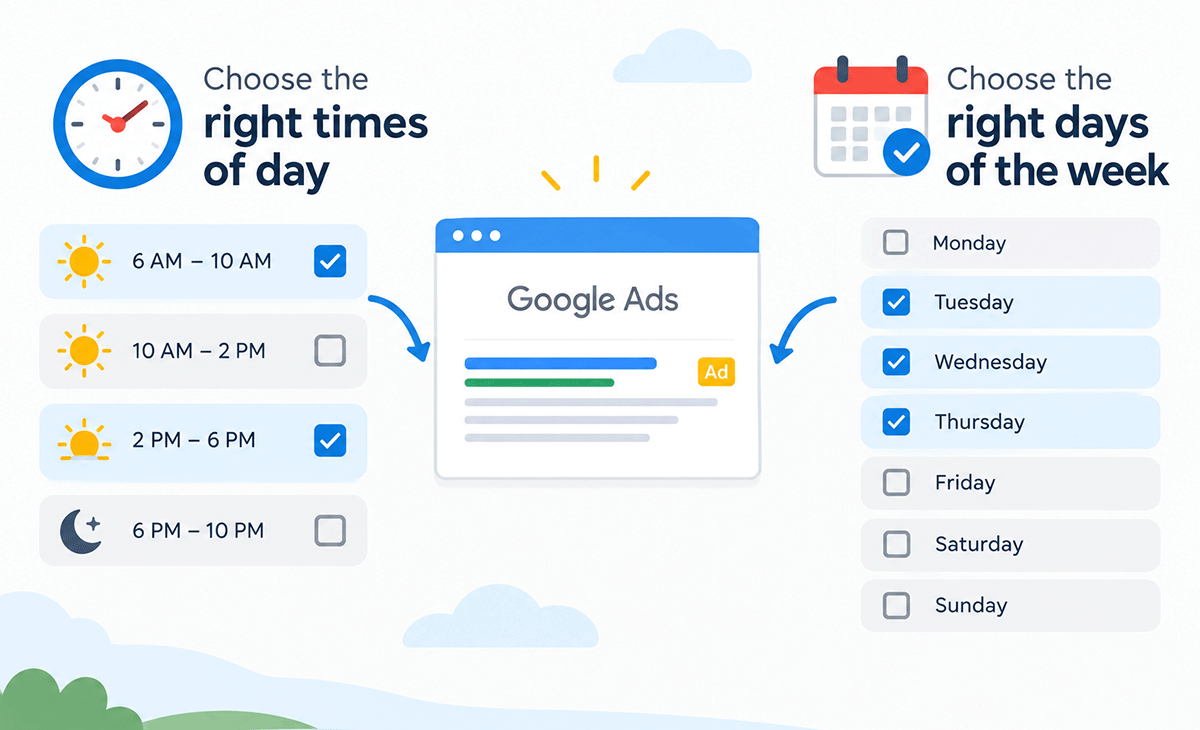 choosing the right time of day and day of week google ads