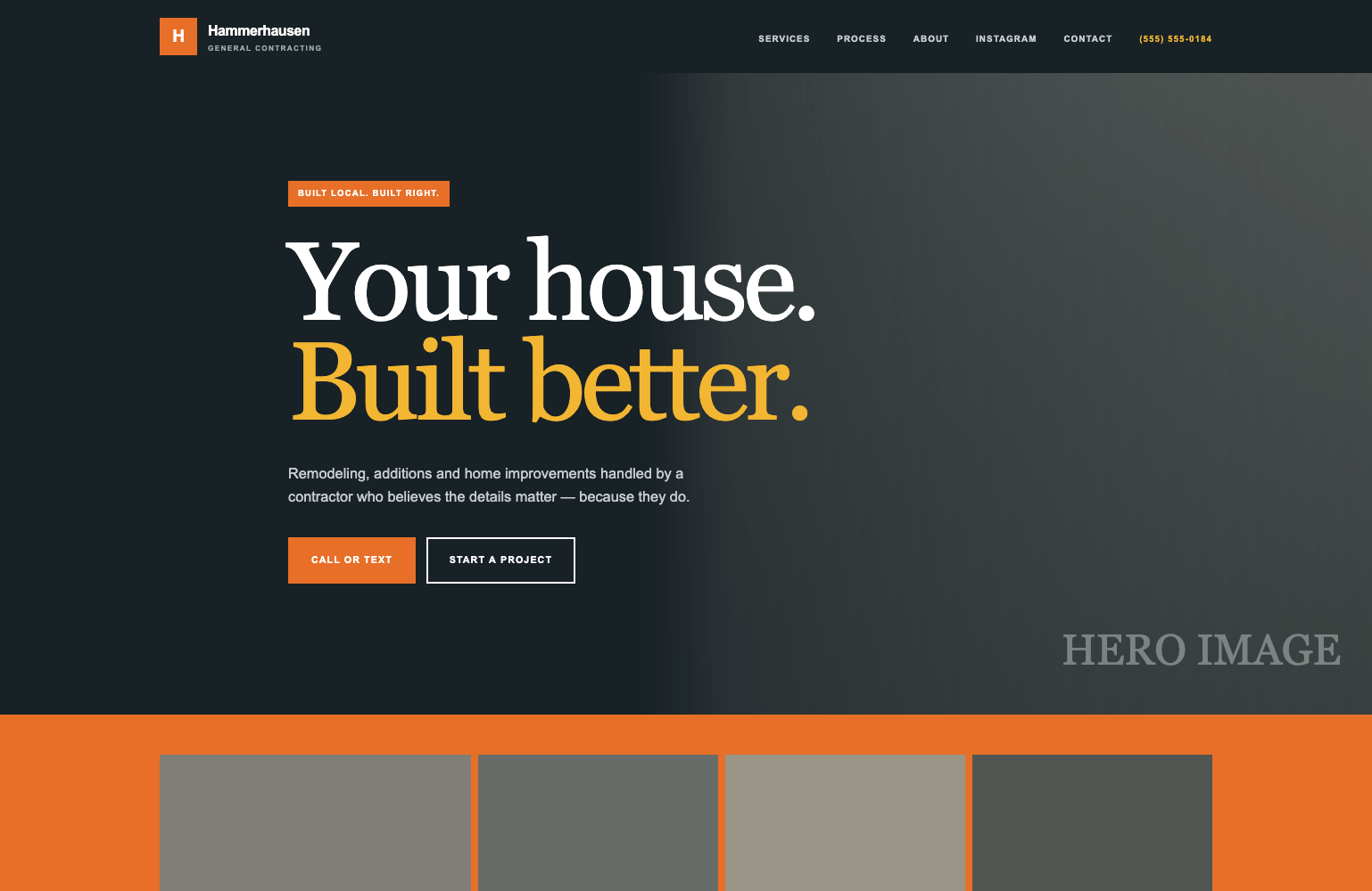 Screenshot of general contracting website
