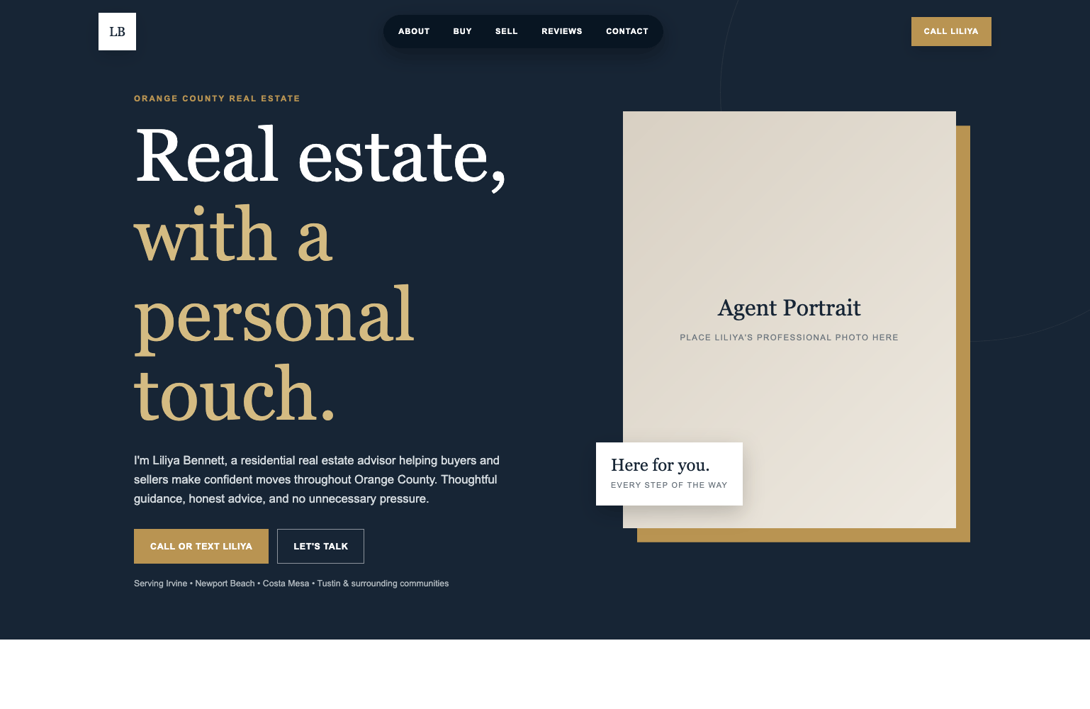 Screenshot of real estate website
